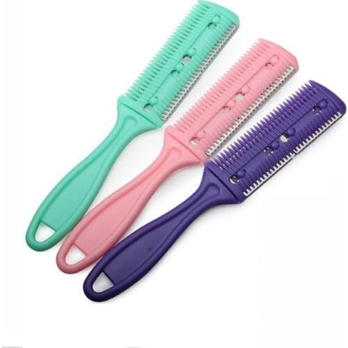 3pcs Hair Bang Thinning Comb Razor Professional Home Diy Cutting Thin Combs Trimmer Hairdressing Supplies Tool Cut Hairbrush