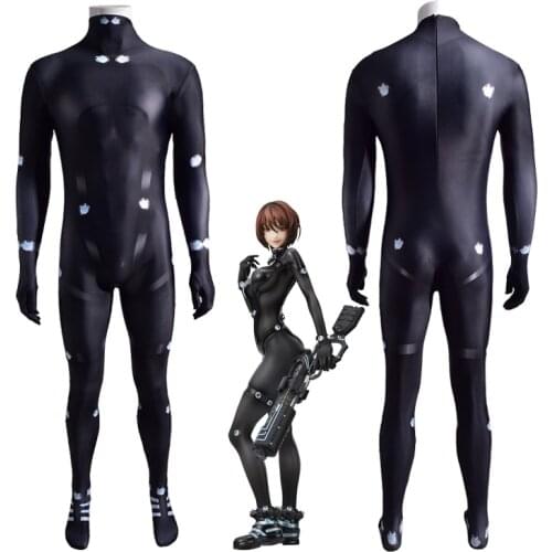 Anime Gantz Cosplay Costume Zentai Yamasaki Anzu Black Suit One-Piece Bodysuit Unisex Digital Printing Jumpsuit