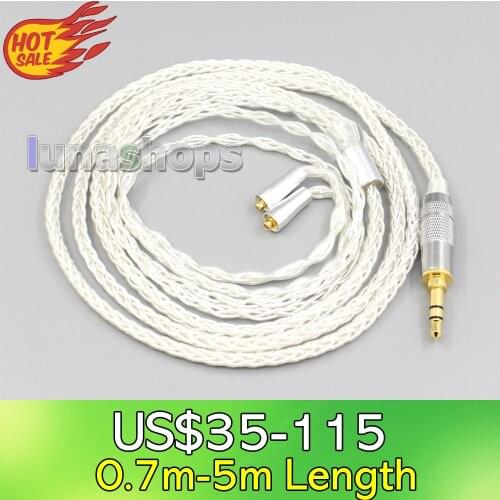 LN007027 2.5mm 4.4mm XLR 8 Core Silver Plated Earphone Cable For Westone W40 W50 W60 UM10 UM20 UM30 UM40 UM50 Pro