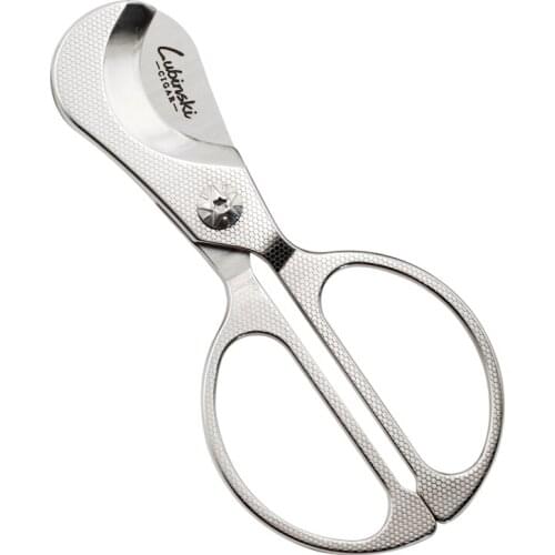 LUBINSKI Stainless Steel Cigar Scissors Sharp Cigar Cutter Scissors Tobacco Honeycomb Pattern Portable W/Leather Case For Cohiba