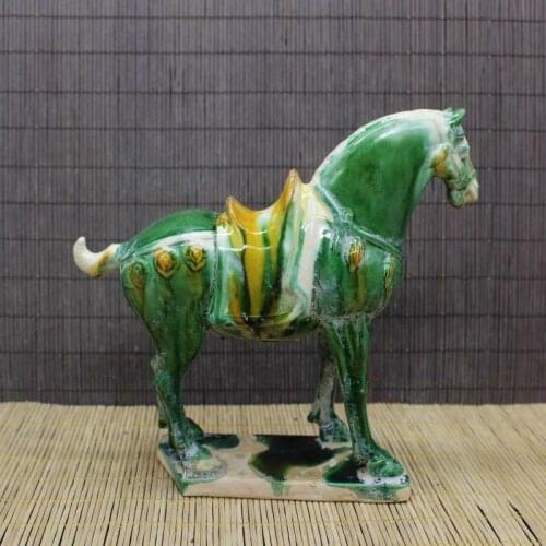 Chinese ancient antique hand make Three color war Horse pendulum piece h87