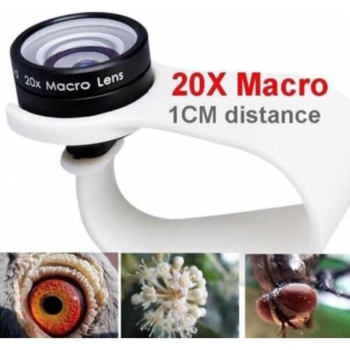 Mobile Phone Macro Lens 20X Super Cellphone Macro Lenses for Huawei xiaomi iPhone 6 7 8 10 Samsung Only Use 1cm Distance