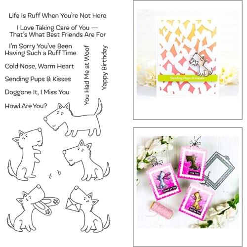 2020 New Sentiment Words Happy Birthday Clear Stamps Set and Animals Dog Metal Cutting Dies Scrapbooking For Crafts Card Making