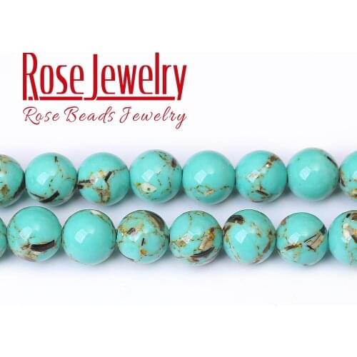 Natural Light blue Shell Howlite Stone Round Beads for Jewelry Making 4-12 mm Turquoises Spacer Beads Handmade 15" Strand