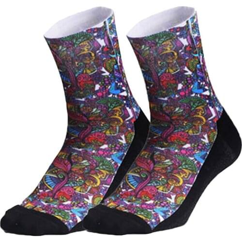 Cycling Socks Middle tube Protect Feet Colored Printing Sport Socks High Quality Breathable Comfortable Bike Running Sockss