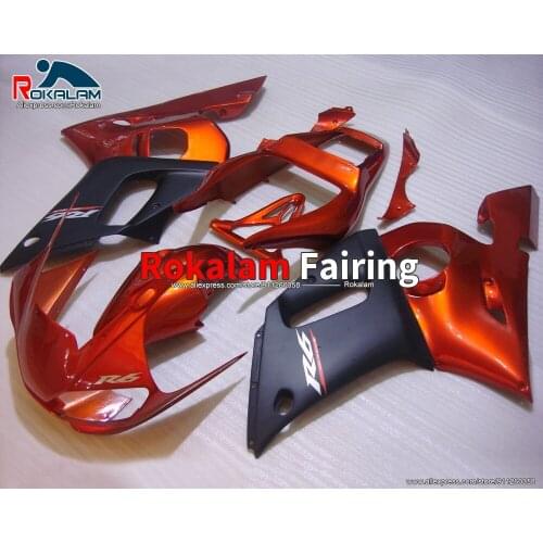 Motorbike Fairing For Yamaha R6 YZF600 1998 1999 2000 2001 2002 Orange Matte Black Motorcycle Bodyworks (Injection Molding)