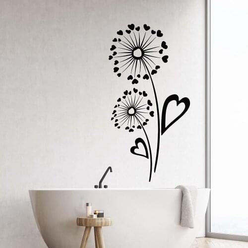 Dandelion Flower Heart Symbol Romantic Love Vinyl Wall Decal Home Decor Art Mural Wallpaper Wall Stickers