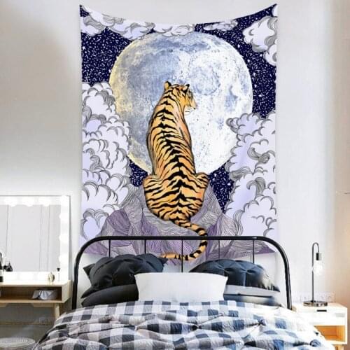 Nordic Ins Tiger Moon Tapestry Wall Hanging Bohemian Living Room Bedroom Bedding Sheet Throw Bedspread Wall Painting Blanket