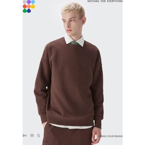 INFLATION Winter Mens Hip Hop Sweatshirts Trendy Blank Thick Fleece Sweatshirts Unisex Casual Loose Crewneck Sweatshirts For Men