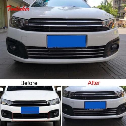 Tonlinker Exterior Racing Grills Cover sticker For CITROEN C-Elysee 2017-19 Car styling 3 Pcs Stainless steel Cover stickers