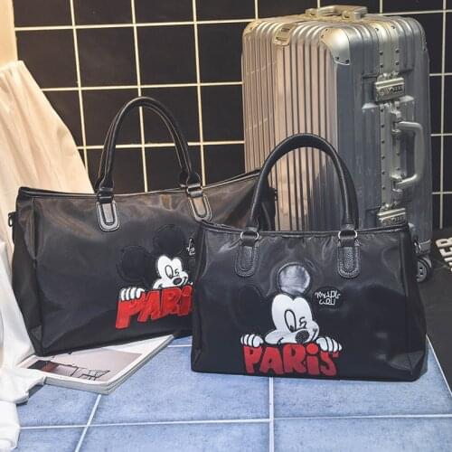 Disney Mickey mouse waterproof cartoon bag shoulder student bag luggage female bag lady bag hand travel Boarding big package