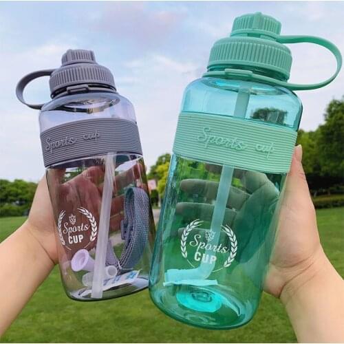 High Capacity New Sport Drinking Water Bottle with Straw BPA Free 1000 Ml 2000ml Plastic Water Drinking Bottle for Water 1L 2L