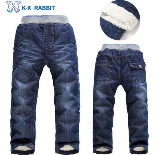 High Quality Thick Winter Warm Cashmere Childrens Trousers Kids Boys Girls Baby Jeans Children Pants