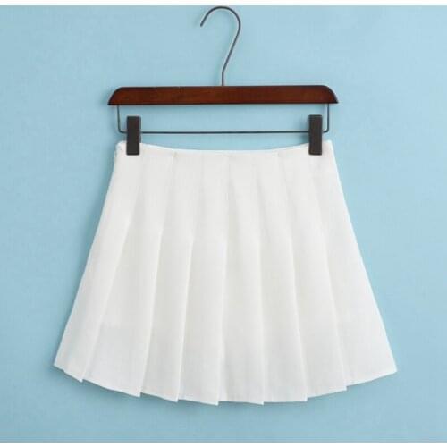 Women Summer Fashion High Waist Pleated Solid Colors Female Mini A-Line Stitching Button Girls Dance Skirts