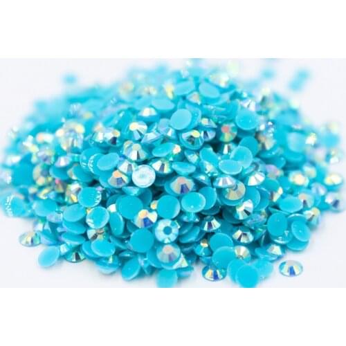 Jelly Dark Aquamarine AB 2~6mm Flatback стразы Resin Non hotfix Rhinestones in Bulk Package Nail Art Decoration for Garment