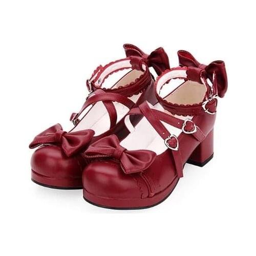 Womens Lolita Shoes Sweet Lolita Princess Lolita Thick Heel Shoes Solid Colored 4.5 cm Black Red PU Leather