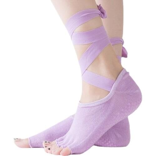 Women Sports Fitness Yoga Toeless Socks Cotton Non-Slip Breathable Ventilation Pilates Ballet Dance Bandage Soft Sock X760B
