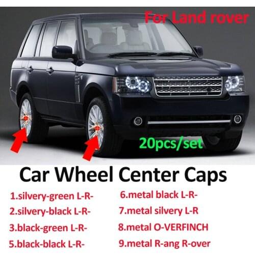 20pcs/set Original 6.2cm 62mm 6 clips Auto Car Wheel Center Cap Hub Rim Emblem Badge Car Green/black/silvery for Rang Evoque