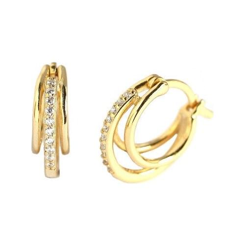 1Pair Piercing 925 Sterling Silver Earrings for Women 2020 Trend Jewelry Diameter 13mm Inlaid Zircon Earring Gift for girlfriend