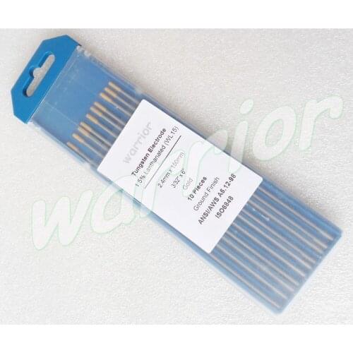 10pcs Gold Tips WL15 tungsten welding electrode 2.4*150mm 3/32"*6"