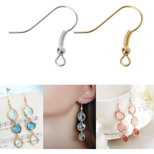 100Pcs Silver Gold Earring Hooks Ear Wires Hypo-allergeni DIY Jewelry Findings earring findings