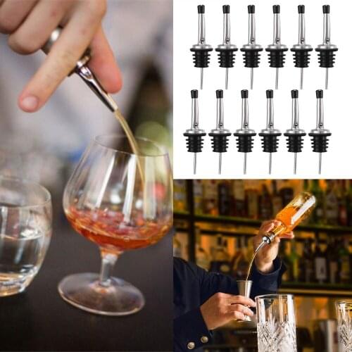 12pcs/lot Stainless Steel Wine Bottle Pourer with Cap Covers Oil Cork Drink Dispenser Spout Bottle Stopper Barware Bar Accessory