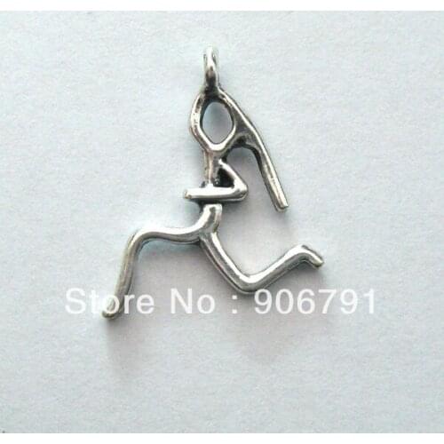 12pcs a lot antique silver plated Running girl Charm jewelry accessory