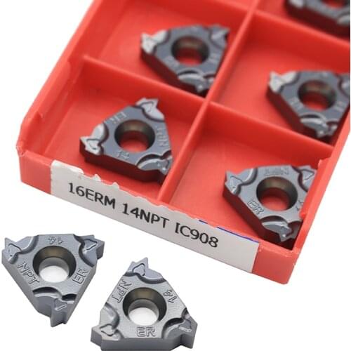 16ERM 14NPT IC908 10pcs Carbide Insert Thread Carbide CNC Inserts Thread Lathe Turning Blade Tool Tungsten