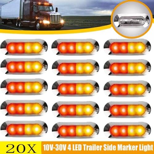 2/4/8/10/20Pcs 10V-30V 4LED Trailer Side Marker Light for Car Auto Truck Boat Lights Clearance Tail Warning Brake Lamp