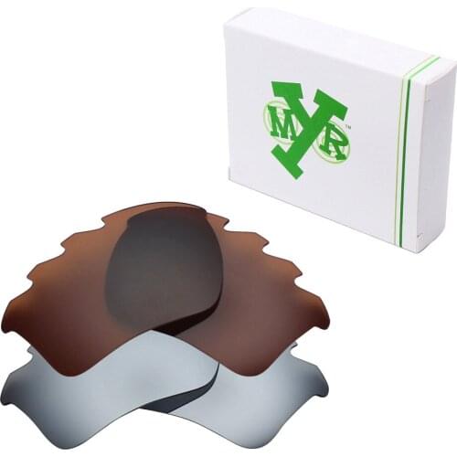 2 Pairs Mryok POLARIZED Replacement Lenses for Oakley Half Jacket 2.0 XL Vented Sunglasses Silver Titanium & Bronze Brown