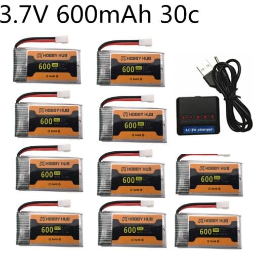 3.7V 600mAh 30C Lipo Battery +3.7v Charger For X5 X5C X5SC X5SW M68 CX-30 K60 RC Drone Parts 802540 battery 10pcs/lot