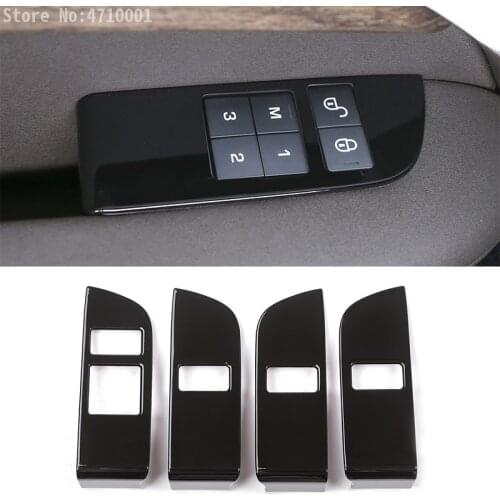 4pcs Glossy Black ABS Chrome Car Child Safety Door Lock Switch Panel Cover Trim For Land Rover Discovery 5 LR5 L462 2017 2018