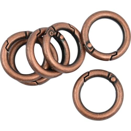 6 Pieces 25mm Mini Alloy Round Carabiner Spring Snap Hooks Clip Keychain Keyring Red Copper