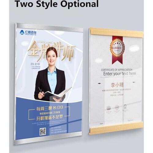 A4 Wood Acrylic Wall Mount 8.5x11 Sign Holder Display With Adhesive 3M Tape Photo Ads Frames Used in Office Hospital Hotel Store
