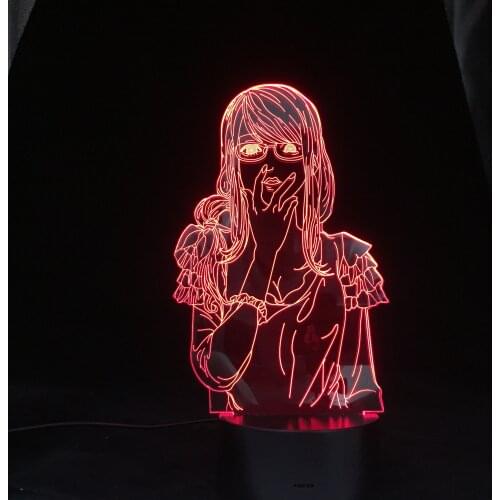 Rize Kamishiro Anime Lamp Tokyo Ghoul 3D AnnieLAMP Nightlights 16 Colors Changing Lampara Dropshipping Best Choice Supplier