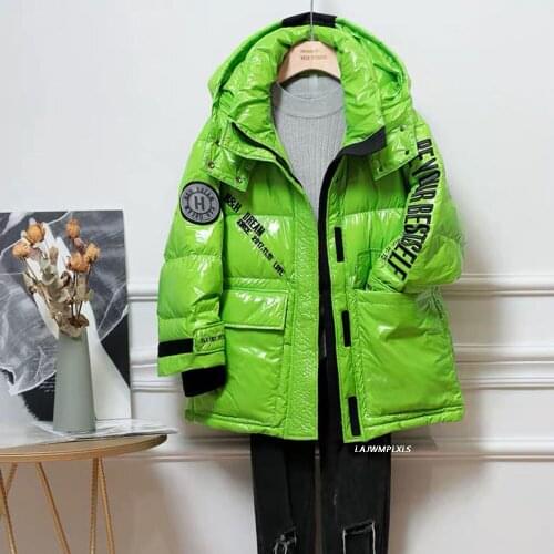 Oversize BF Style Warm High Street Hiphop Women Winter White Duck Down Jacket Letter Embroidery Windproof Waterproof Thick Coats