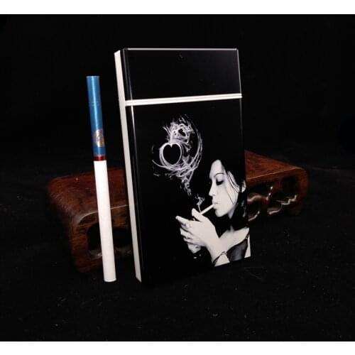 Aluminium Alloy&plastic Cigarette Case Ultra Thin 100s Slim Cigarette Box for Women Smoke Box Laser Engraved Lonely Girl
