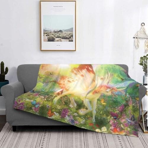 Unicorn Butterfly Blanket Flannel Winter Animal Magical Breathable Soft Throw Blankets for Sofa Travel Bedspread