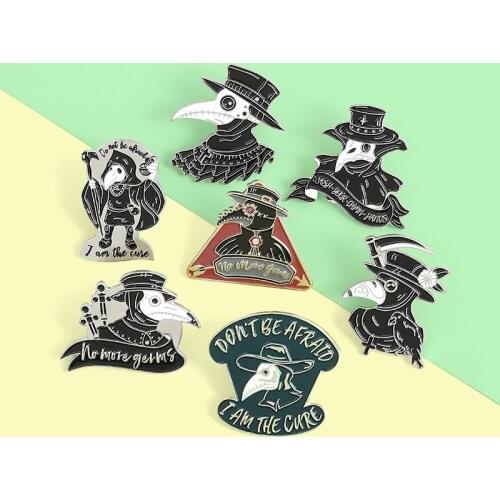 Plague Doctor Enamel Pins Beak Face Brooches Custom Badges for Bag Lapel Pins Buckle Cool Jewelry Gift for Nurse Friends