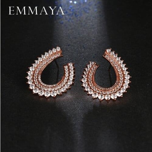 EMMAYA New Popular Jewelry Luxury Big AAA Zircon Stud Earrings Around Paved by Micro Zircon Brincos