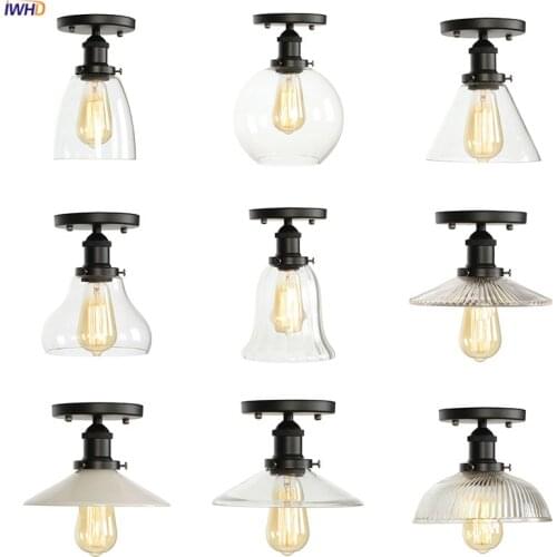IWHD Industrial Decor Black Ceiling Lights Kitchen Bedroom Living Room Plafon Glass Vintage Ceiling Lamp LED Lamparas De Techo