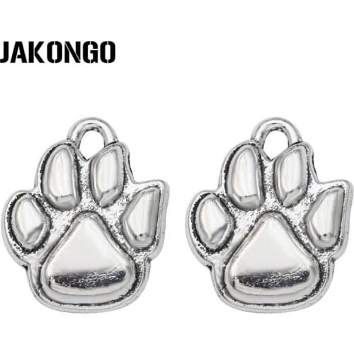 JAKONGO 6pcs Tibetan Silver Plated Bear Paw Charms Pendants for Jewelry Making DIY Handmade Craft 20x17mm