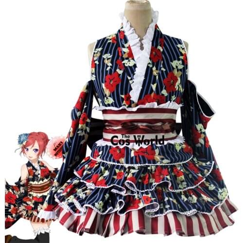 LoveLive! Nishikino Maki Yukata Kimono Dress Outfit Anime Customize Cosplay Costumes