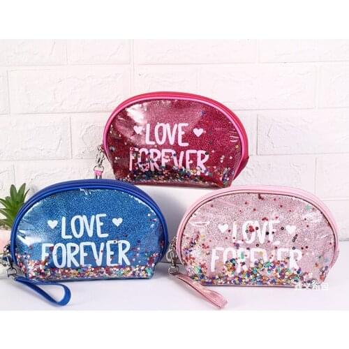 Fashion Sequins Letter PVC Cosmetic Bag Women Letters Transparent Bag Makeup Bag Neceser Mujer Organizer Toiletry Bag Make Up