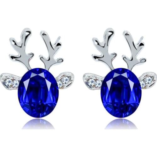ZN 2019 Navidad Fashion Antler Crystal Earrings Luxury Three-Dimensional Earrings Christmas Reindeer Earrings For Women Trend