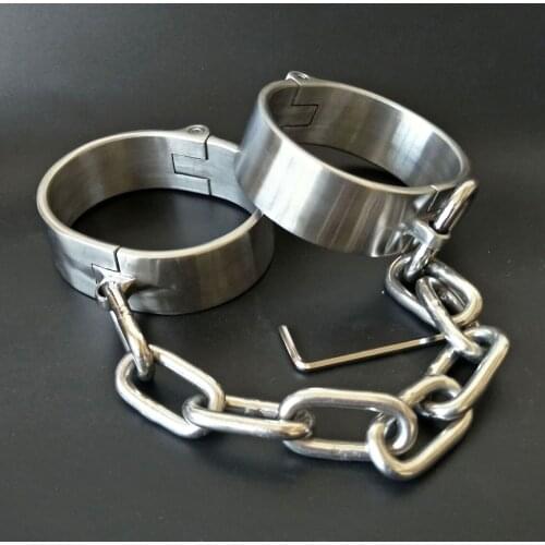 Stainless Steel Metal Chain Ankle Cuffs BDSM Torture Slave Fetish Adult Games Sex Toys For Couples Bondage Restraints Legcuffs