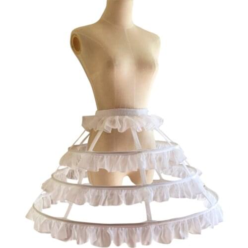 Crinoline Petticoat White 4 Hoops A-Line Gothic Lolita Ball Gown Petticoat Underskirt Wedding Corset Skirt Sexy Gothic Skirts