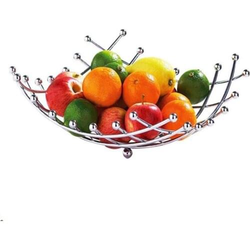 Nordic Stainless Steel Fruit Storage Basket Party Food Snacks Serving Platter Biscuit Display Stand Bowl Kitchen Organizer Plate
