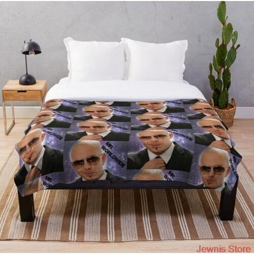 Mr Worldwide Pitbull Throw Blanket Quilt Bedding for Girls Children Adult Gift Bedroom Decor Size Variety for Styles