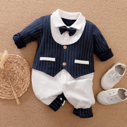 Baby Boy Clothes Newborn Rompers Cotton Infant Party Jumpsuits Pajamas Baby Long Sleeve Striped New born Clothing Things Costume